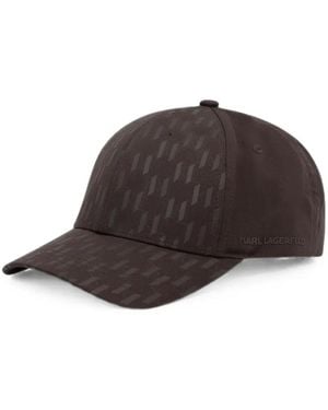 KARL LAGERFELD Monogram-Print Logo-Print Baseball Cap - Brown
