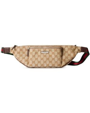 Gucci Large Flatpack Gg Canvas Belt Bag - Natural