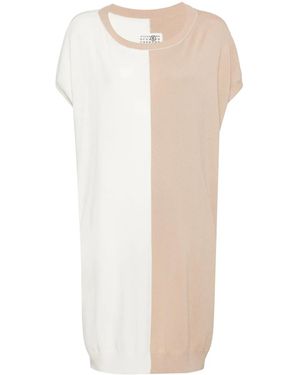 MM6 by Maison Margiela Two-Tone Knitted Dress - White