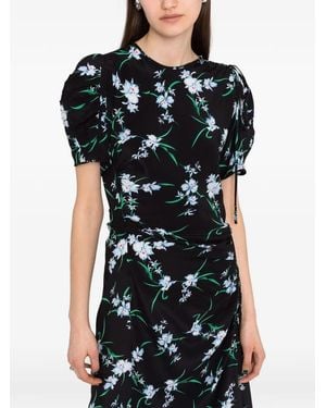 N°21 Floral-Print Draped Dress - Black