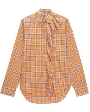 MSGM Geruite Blouse Met Ruches - Oranje
