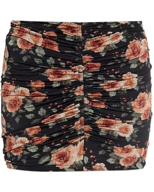 IRO Ruched Floral Skirt - Black