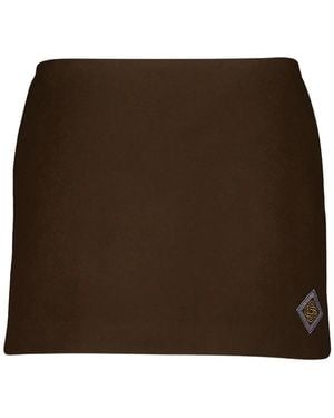 CASABLANCA Embroidered Wool-Blend Skirt - Brown