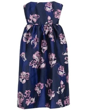Stine Goya Floral-Jacquard Flared Midi Dress - Blue