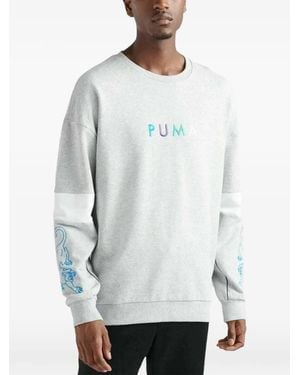 PUMA T-Shirt À Empiècements Et Col Rond - White
