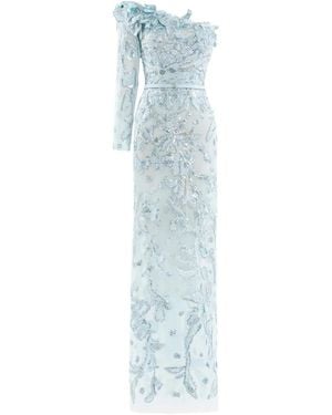 Saiid Kobeisy One-Shoulder Embroidered Maxi Dress - Blue