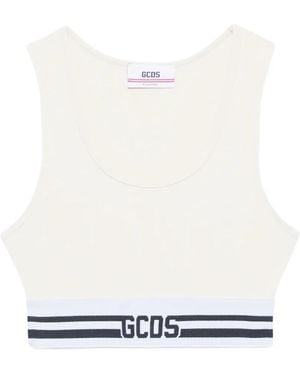 Gcds Logo-Detail Crop Top - White