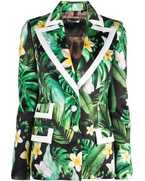 Philipp Plein Floral-Print Single-Breasted Blazer - Green