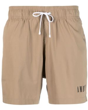 Amiri Logo-Print Drawstring Bermuda Shorts - Natural