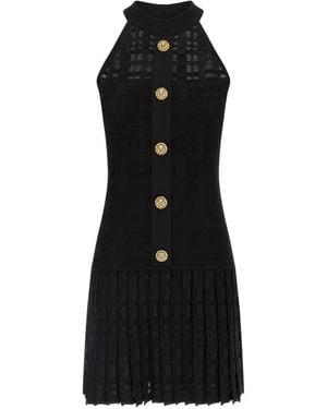 Balmain Button Knitted Mini Dress - Black