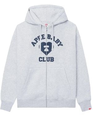 AAPE BY A BATHING AP Logo-Print Zip-Up Hoodie - White