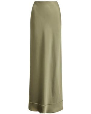 Ralph Lauren Satin-Charmeuse A-Line Maxi Skirt - Green