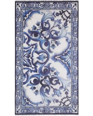 Dolce & Gabbana Sarong Con Stampa Maioliche - Blu