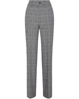 Philipp Plein Long Straight Pants Prince Of Wales - Gray