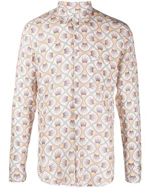 Peninsula Geometric-Print Long-Sleeve Shirt - White