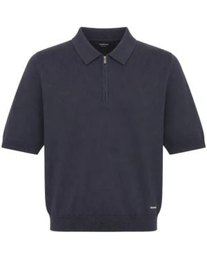 Tombolini Zip-Fastening Short-Sleeve Polo Shirt - Blue