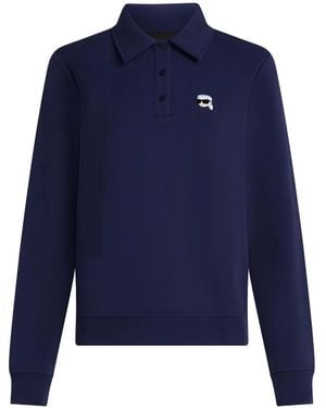 Karl Lagerfeld Ikon-Patch Polo Sweatshirt - Blue