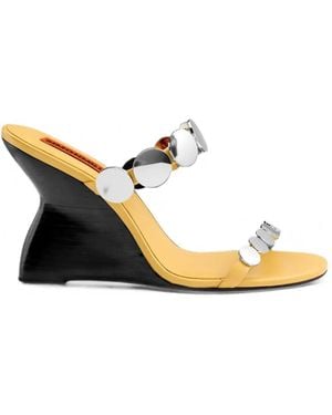 Simon Miller Disco Coin-Embellished Wedge Sandals - White