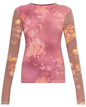 DIESEL Top De Canalé Con Estampado Floral - Rosa
