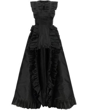 Giovanni bedin Ruffle-Trimmed Asymmetrical Flared Maxi Dress - Black