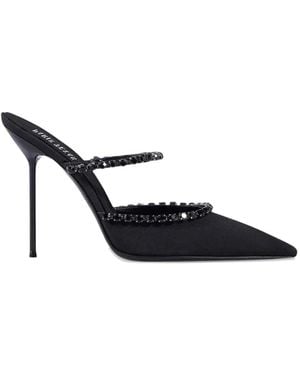 Paris Texas Lidia Crystal-Embellished Pointed Mules - Black