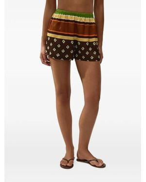 Faithfull the Brand Tia Valencia-Stripe Geometric-Print Shorts - Black