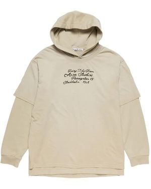 Acne Studios Double-Layered Lettering-Detail Hoodie - White