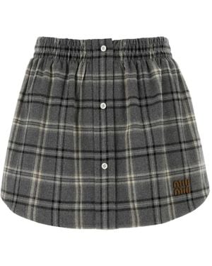 MIU MIU ウール混紡 ダークグレー Aラインスカート MIU MIU ウール混紡 ダークグレー Aラインスカート レディース