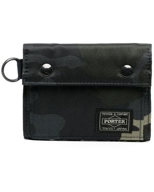 Porter-Yoshida and Co Camouflage Print Wallet - Black