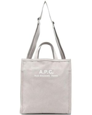A.P.C. Logo-Print Tote Bag - White