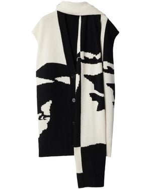 Burberry Mantella Con Motivo Equestrian Knight - Nero