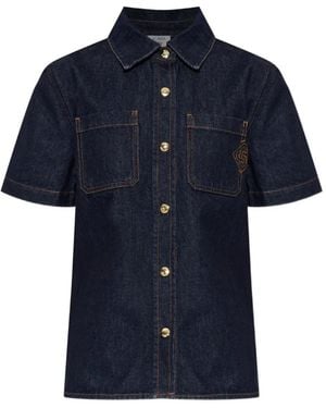 CASABLANCA Short-Sleeve Denim Shirt - Blue