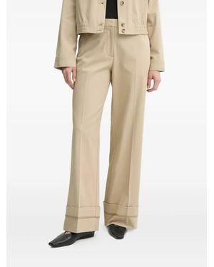 Samsøe & Samsøe Pantalones Anchos Con Tobillos Ajustados - Neutro