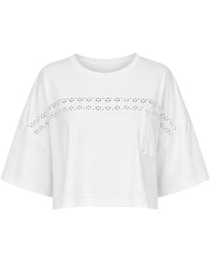 LoveShackFancy Broderie-Anglaise Cropped T-Shirt - White