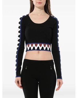 PUCCI Wave Pullover Crop Top - Black