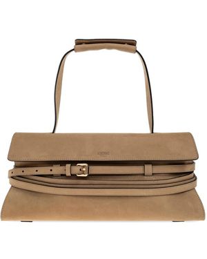 Moschino Tie Buckle-Belt Leather Tote Bag - Metallic