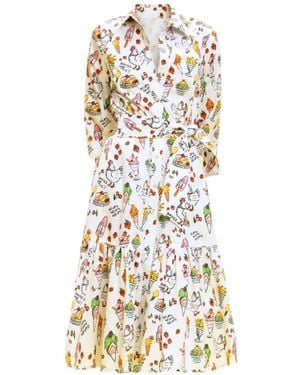 ALESSANDRO ENRIQUEZ Graphic-Print Tiered Mini Dress - White