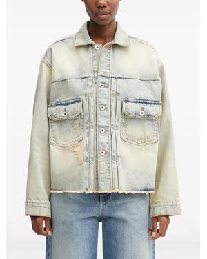 KENZO Distressed-Frayed Denim Jacket - Blue