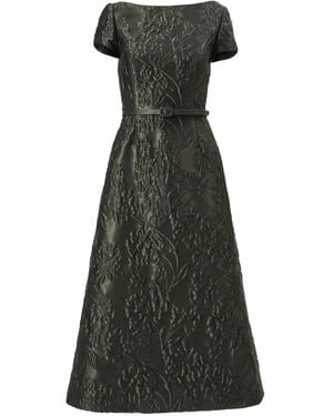 Carolina Herrera Floral Cloqué Midi Dress - Black