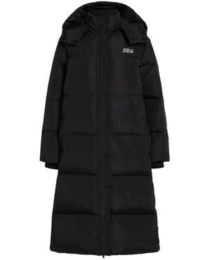 KARL LAGERFELD Long Hooded Puffer Jacket - Black