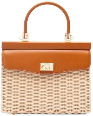 Rodo Small Wicker Tote Bag - Brown
