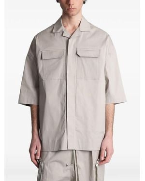 Rick Owens Magnum Tommy Chest-Pockets Cotton Shirt - Grey