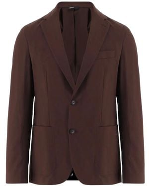 BOSS Single-Breasted Notched-Lapels Blazer - Brown