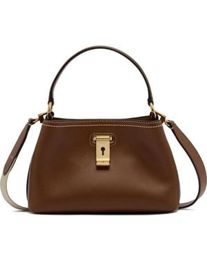 Bally Mini Lock Me Leather Tote Bag - Brown