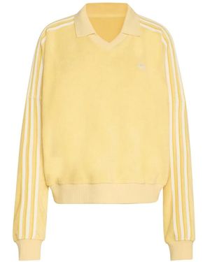 adidas V-Neck 3-Stripes Sweatshirt - Yellow