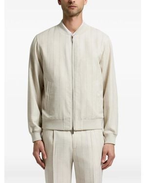 Peserico Pinstriped Zip-Up Sweater - Natural