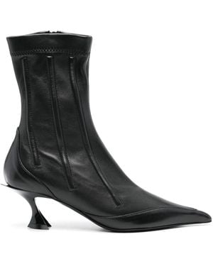 Mugler 55Mm Leather Boots - Black