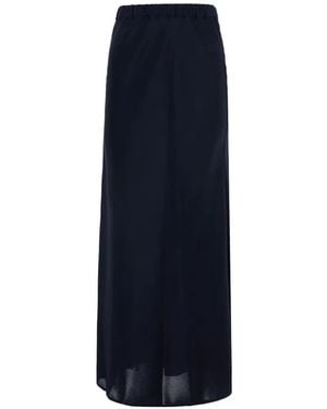 Max Mara Sospiro Logo-Embroidered Elasticated Maxi Skirt - Blue