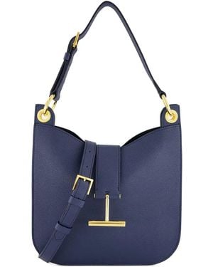Tom Ford Grain Leather T-Bar Shoulder Bag - Blue