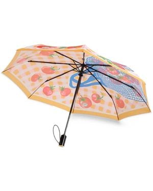 Moschino Tomatoes-Print Open-Close Umbrella - Pink